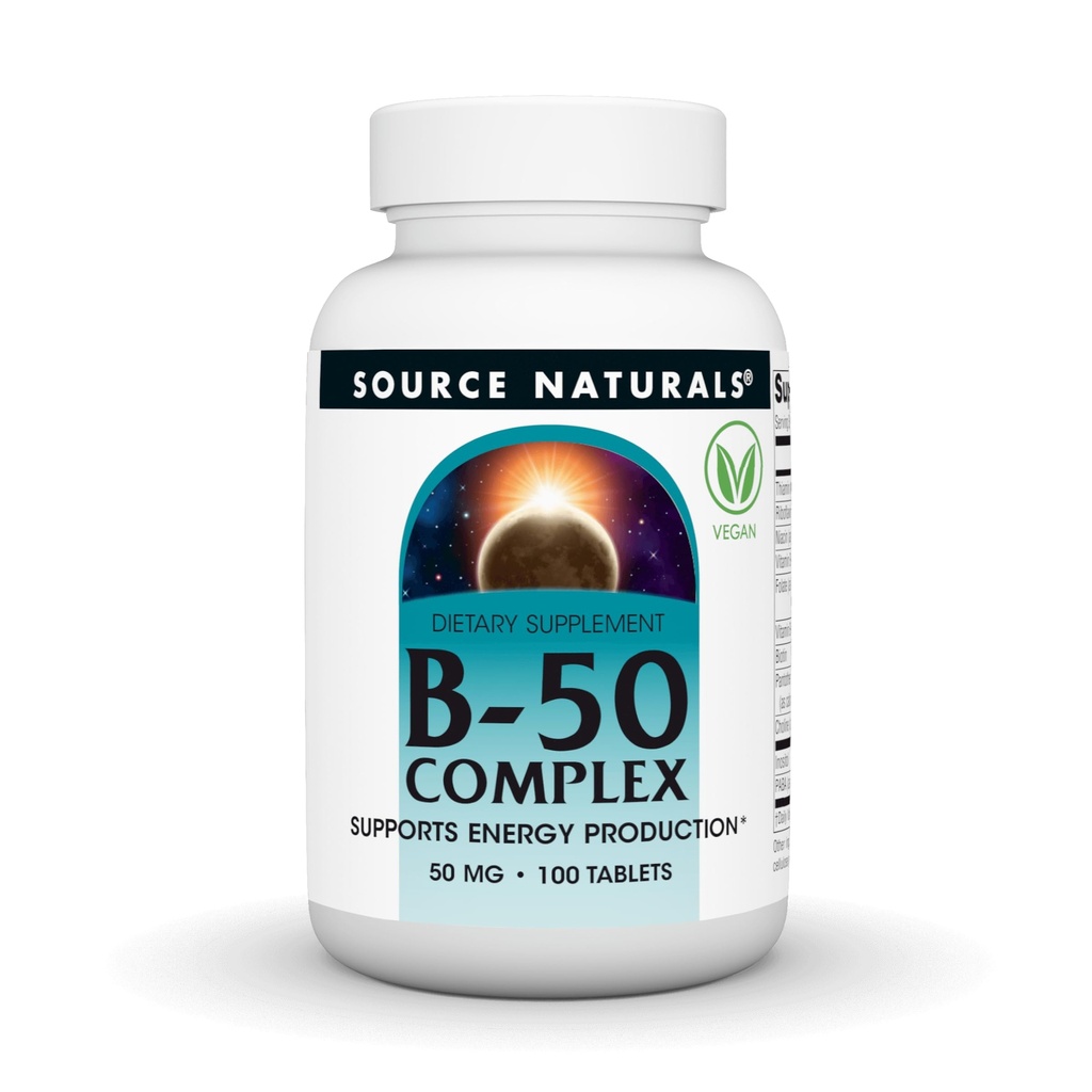 Bron Naturals B-50 Complex - Ondersteunt energieproductie* - 50 mg - 100 tabletten