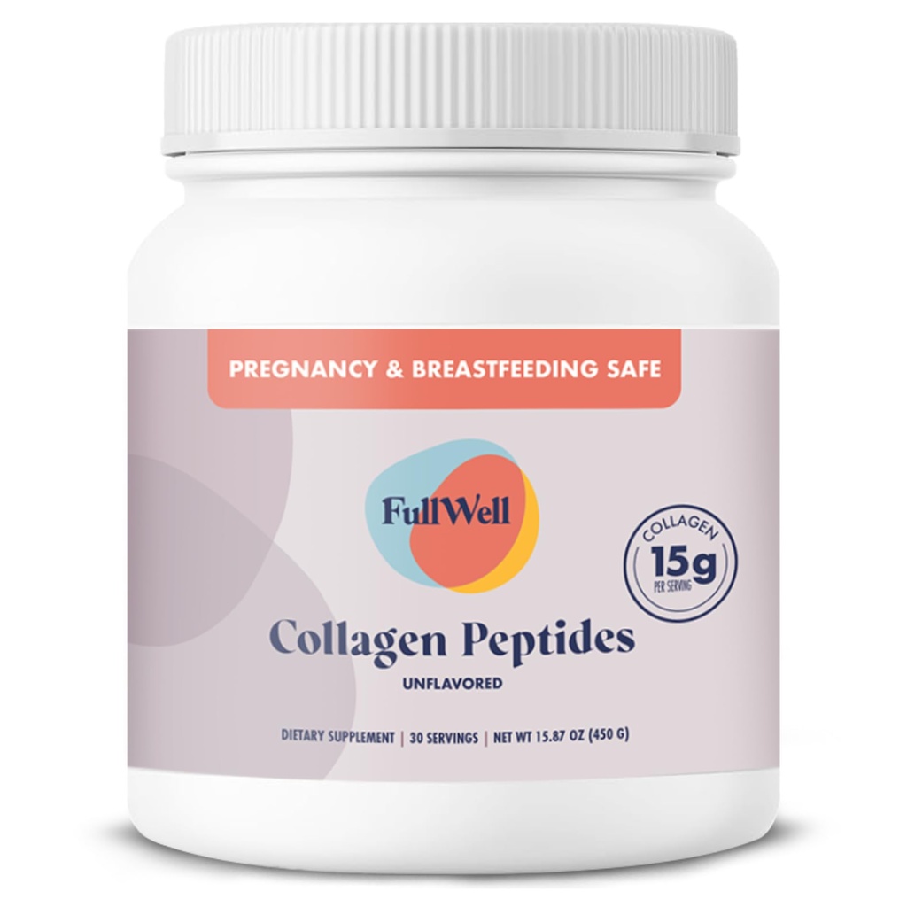 FullWell New Hydrolyzed Collagen Peptides, Allaitement et Grossesse Poudre de collagène sans danger pour les femmes, 15g Collagène non aromatisé, 30 portions