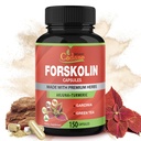 Capsules de supplément de forskolin de Cadane bio - 5 en1 concentrées avec Curcumine curcuma, Arjuna, Garcinia Cambogia et Thé Vert - 150 capsules pour 5 mois d'approvisionnement