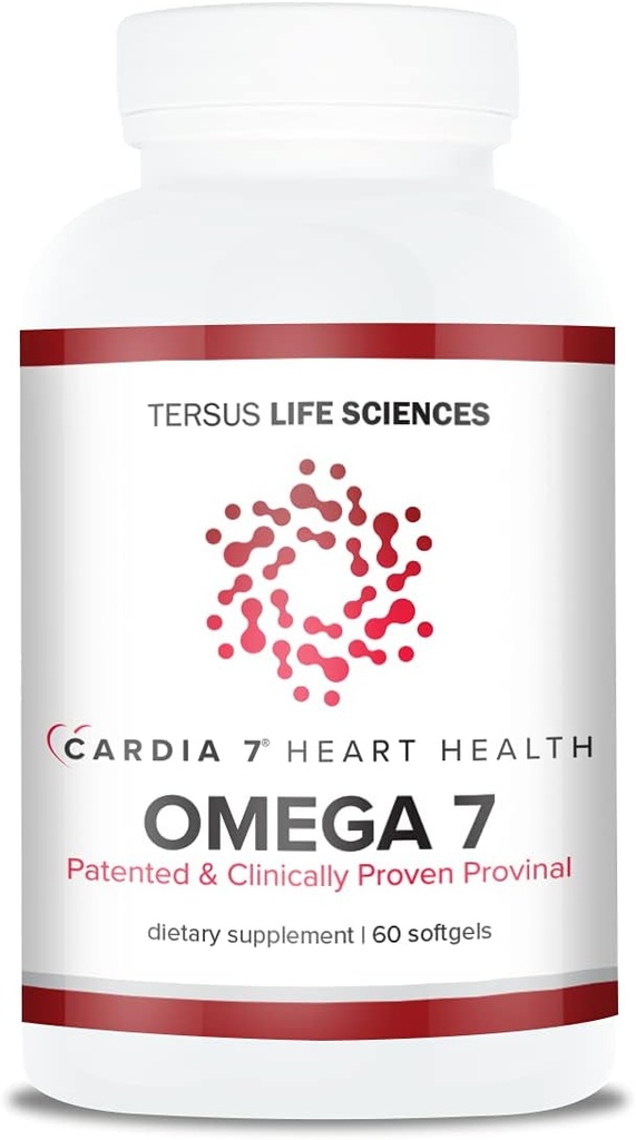Cardia 7 Heart Health Omega 7 - Bevat gepatenteerde Provinale gezuiverde Omega 7 vetzuren - Geen vis geur of Burp-Terug - 60ct zachte gels