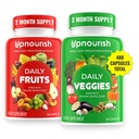 UpNourish Organic Fruits and Veggies Supplement - Ondersteuning Diet Balance, Body Cleanse & Energy - 480 Fruit en Super Greens Capsules from Nature - Fruit en plantaardige supplementen voor volwassenen en kinderen
