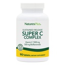 NaturesPlus Super C Complex, Sustained Release - 1000 mg, 90 Vegetarische tabletten - High Potency Immune Support Supplement, Antioxidant - Enhanced Absorptie - Glutenvrije - 90 porties