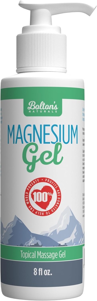 Bolton's Naturals Topical Magnesium Gel 8 fl oz | Soothing Magnesium Gel | Best for Massage, Topical Skin Dermal Absorption | Calm and Relaxing