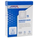 2" x 2" dressing (1x1 pad) AMERX omrand gaas - kleefbanden - waterresistent barrière - zelfklevende rand - ademend, hypoallergeen - 15 pads per doos