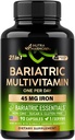 NUTRAHHARMONISATIE Bariatrische Multivitamine - 45 mg IJzersupplementen - Made in USA - voor vrouwen en mannen - All-in-One, 21 Essentiële Vitaminen - Maagsleeve Ondersteuning - Licht Tropische Smaak - 90 Capsules
