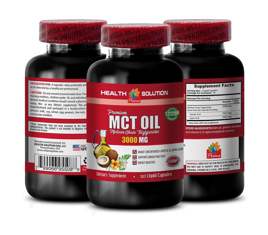 Immune System Booster - MCT Oil 3600MG, 100% Pure - Medium Chain triglyceriden, mct Oil Supplement softgels, mct Oil Pillen Biologische, mct Oil Capsules, mct Oil Pillen, mct Oil - 1 Fles (120 Softgels)