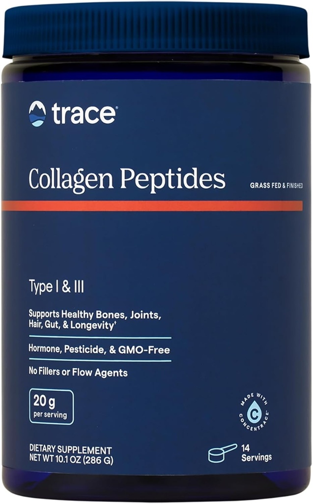 Trace Minerals Collageen Peptides - Healthy Bone & Joint Support - Collageen Supplement Aids Strong Hair, Nails & Skin - Powder Supplement ondersteunt Gut Health - Unflavored, 286g (14 Servings)