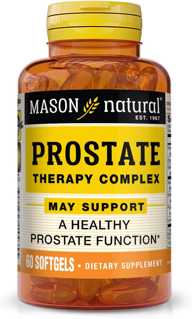 MASON NATURAL Prostate Therapy Complex with Saw Palmetto, Nettle Root & Pumpkin Seed Oil - Supporte une fonction de prostate saine*, 60 Softgels