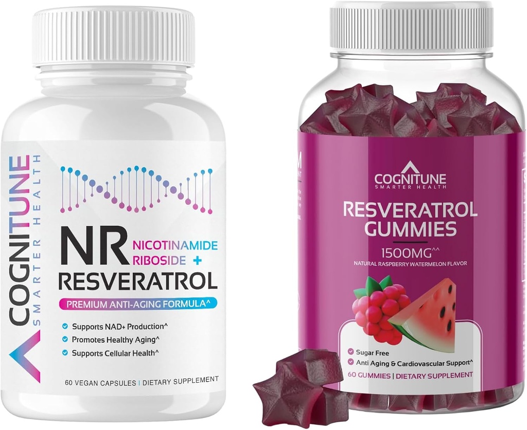 Gezonde Aging Supplement Bundle - Nicotinamide Ribsoside Complex and Resveratrol Gummies - 5-in-1 Anti Aging Formula Plus Resveratrol Gummies
