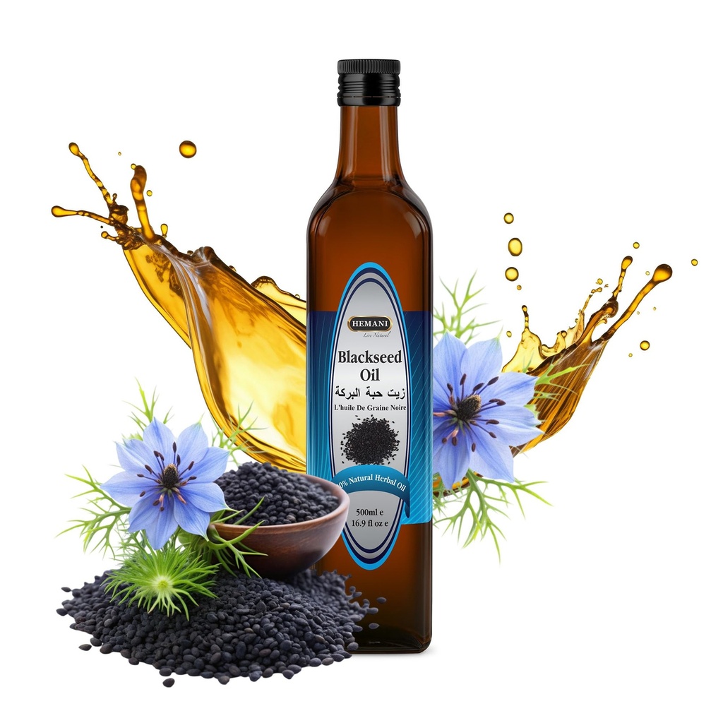 Hemani Black Seed Oil Cold Pressed 16.91 Oz I 500ML I 100% natuurlijk I oplosmiddelvrij I AKA Nigella Sativa I Kalonji I Zwarte komijnzaadolie