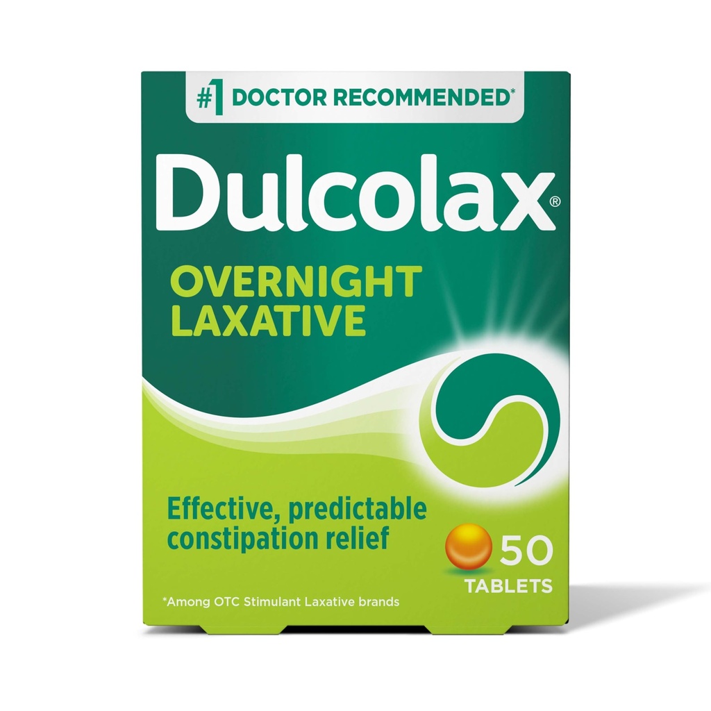Dulcolax Stimulant comprimés laxatifs, un soulagement de la constipation prévisible et efficace, soulage l'entraînement et le ballonnement, Bisacodyl 5 mg, 50 Compte