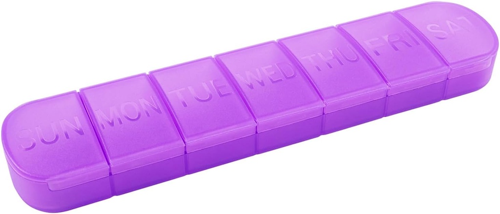 Organisateur hebdomadaire de pilules, une fois par jour, contenant de boîtes à pilules de 7 jours, violet mat, grand 7 Compartiment de vitamines Distributeur de pilules pour médicaments, médicaments, huiles de poisson, suppléments, capsules, comprimés