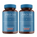 Vitamine Bounty Pro-50 Probiotique 50 milliards CFU - 13 suppléments de souche pour les hommes et les femmes + prébiotiques - Digestive Health & Gut Support - Lactobacillus & Bifidobacterium - Capsules à libération différée, 2 paquets