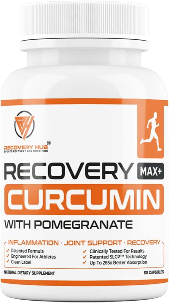 Recovery MAX+ Kurkuma/Curcumin Supplement - Ondersteunt het hart, hersenen, immuunsysteem, gewrichten, lever, Colon Gezondheid . . Gepatenteerde Formule - Tot 285x Meer Absorptie - Glutenvrij + Vegan - 60 Capsules