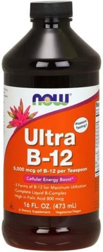 NOW Foods - Ultra B-12 Liquid Cellular Energy Boost 5000 mcg. - 16 oz. (2-pack)