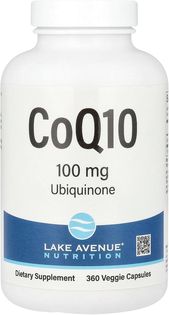 Lake Avenue CoQ10 Nutrition - Ubichinon Supplement - Bevordert antioxidant activiteit - Glutenvrij, Non-GMO - 100 mg - 360 Veggie Capsules