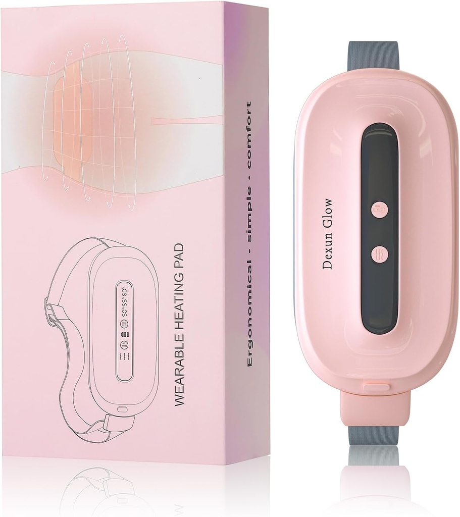 Pad de chauffage pour les crampes d'époque, Pad de chauffage sans fil portable avec 3 niveaux de chaleur et 3 modes de massage, Cadeaux de fête des mères pour la fille de maman, rose