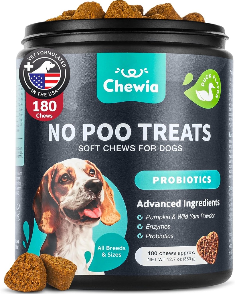 Geen Poo kauwtabletten voor honden - Probiotica voor de spijsvertering van de gezondheid met enzymen - Coprophagia Deterrent - Canine Stool Eten Deterrent - Digestief, Dental, Gut & Immune Health - No Poop Eating