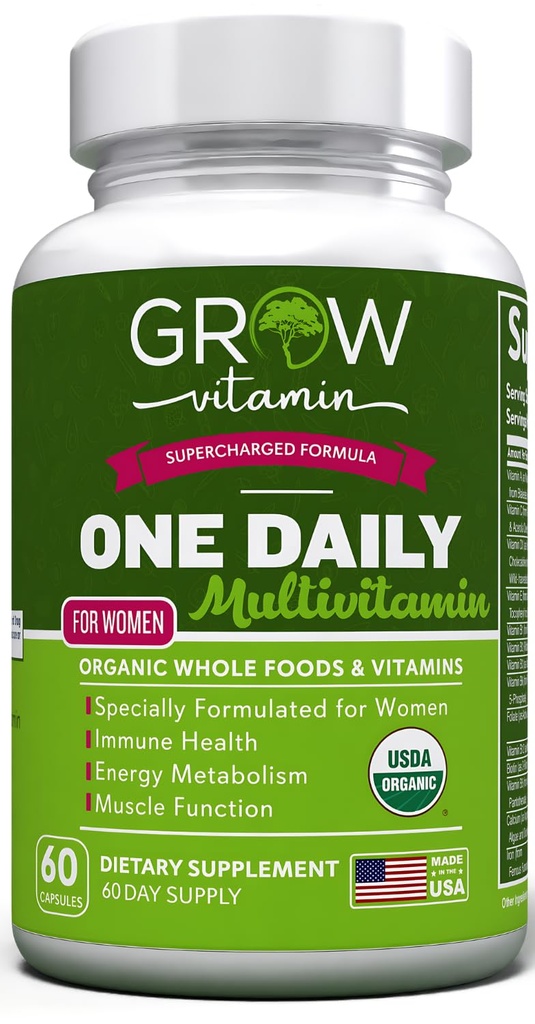 groeien vitamine One Daily Multivitamine voor vrouwen - energie-ondersteuning - Whole Food supplement voor voeden van haar, huid, nagels - Non-GMO - Geen soja - Glutenvrij - 60 capsules - 2 maanden levering