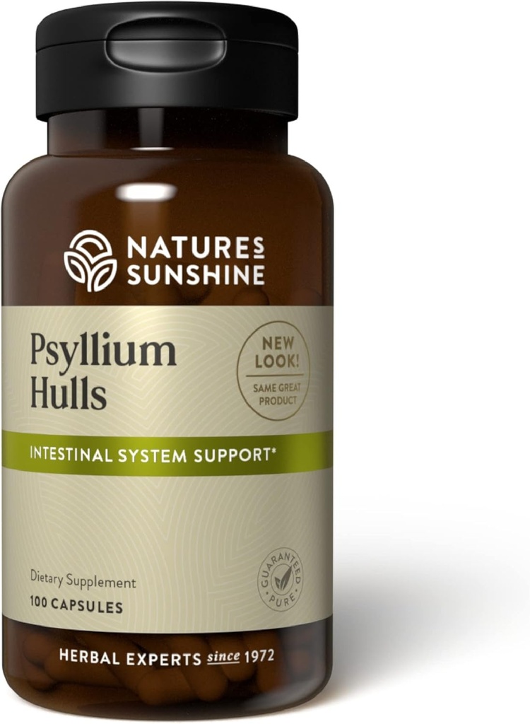 Nature's Sunshine Psyllium Hull, 100 Capsules | Organic Intestinal System Support is High in Soluble Fiber Which Facilitates the Process of Waste Elimination