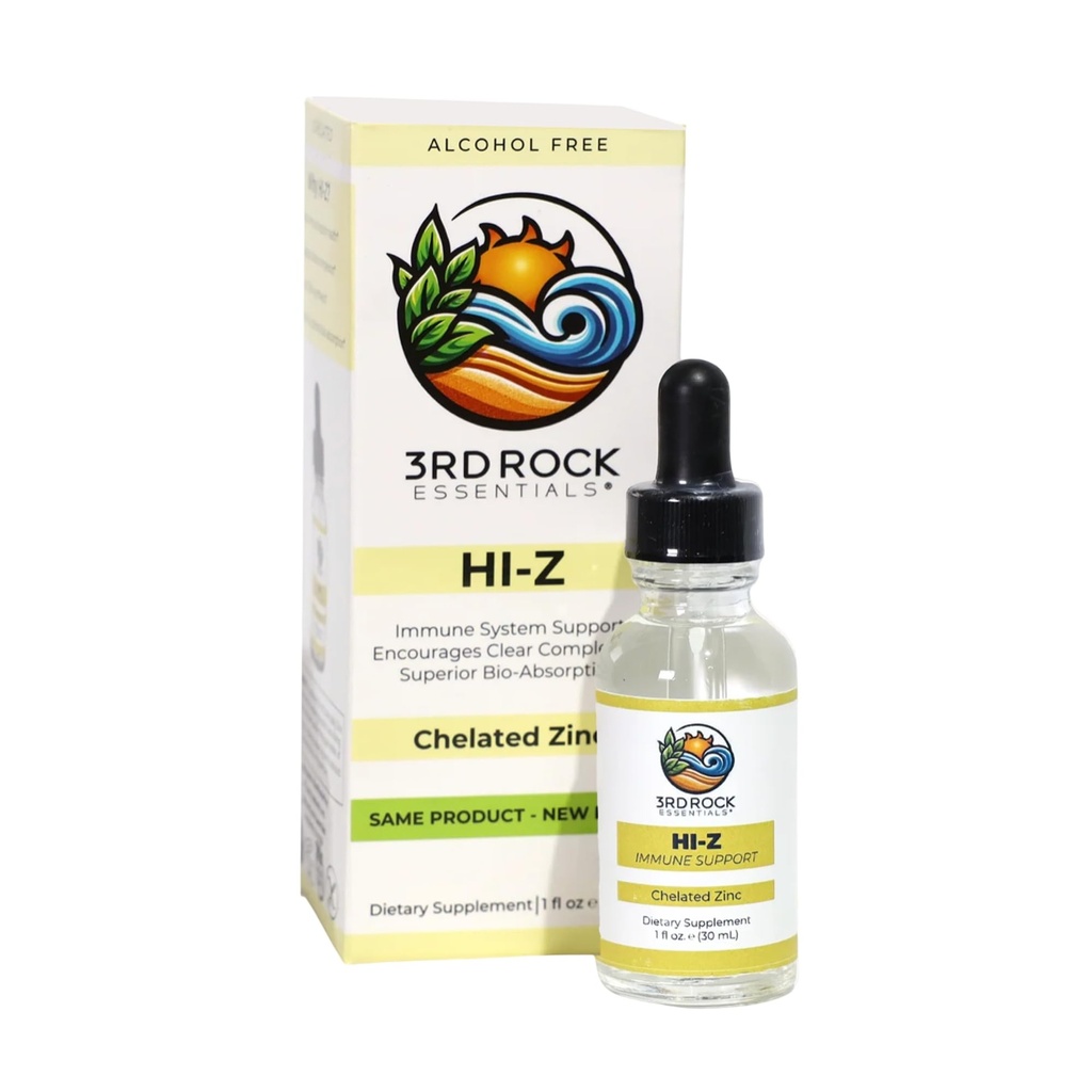 3ème Rock Essentials (HI-Z Zinc Immmune Support Supplément) All Natural Liquid Zinc Supplément Dietary Complement (HI-Z) All Natural Personal Care (1 fl oz) 120 Serviettes