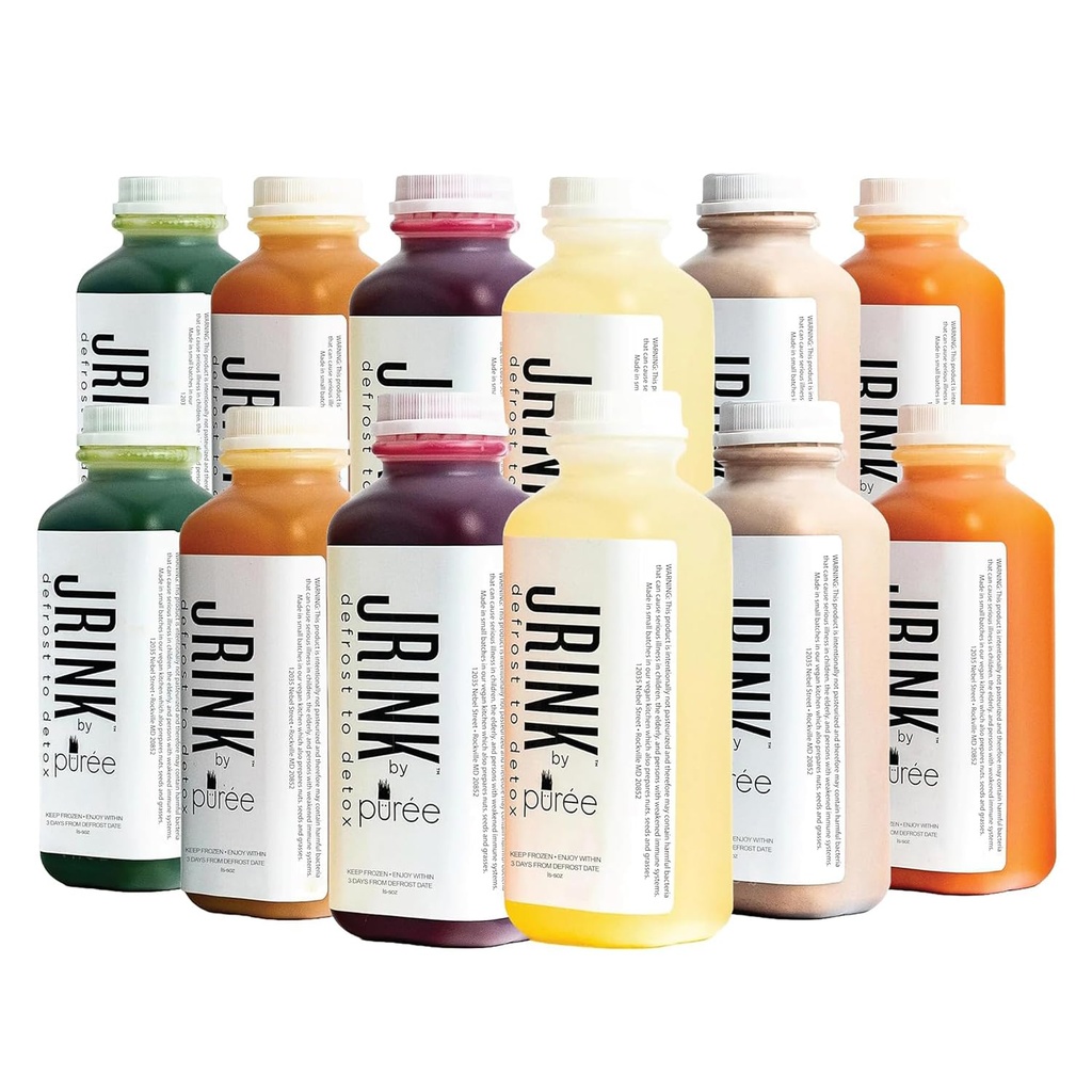 JRINK by Purée Intermediate Juice Cleanse, Cold Pressed Detox Drink met biologische 2 dag-gezonde groente-en fruitsap, bevroren Gepersed Juice Cleanse, 12 flessen, 16oz Elke