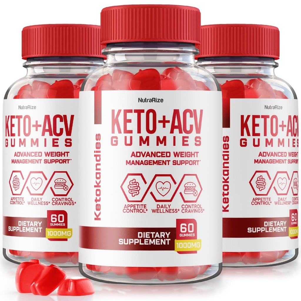 NutraRize (verpakking van 3 KetoKandies Keto+ACV Gummies voor gewichtsverlies, maximale sterkte supplement, Keto Kandies Reviews (180 Gummies)