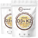 2 Pack Vitamine D3 10000 iu Plus K2 (MK-7) 200 mcg, 300 Huile de coco vierge Softgels.