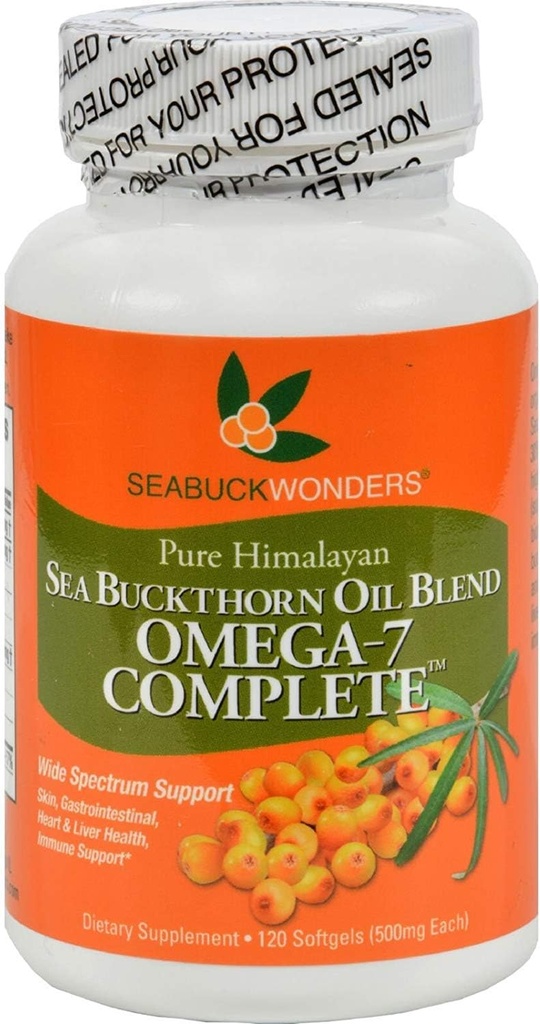 Seabuck Wonders Sea Buckthorn Oil Blend - 500 mg - Omega 7 Compleet - Natuurlijk - Glutenvrij - 120 Softgels (pakket van 2)