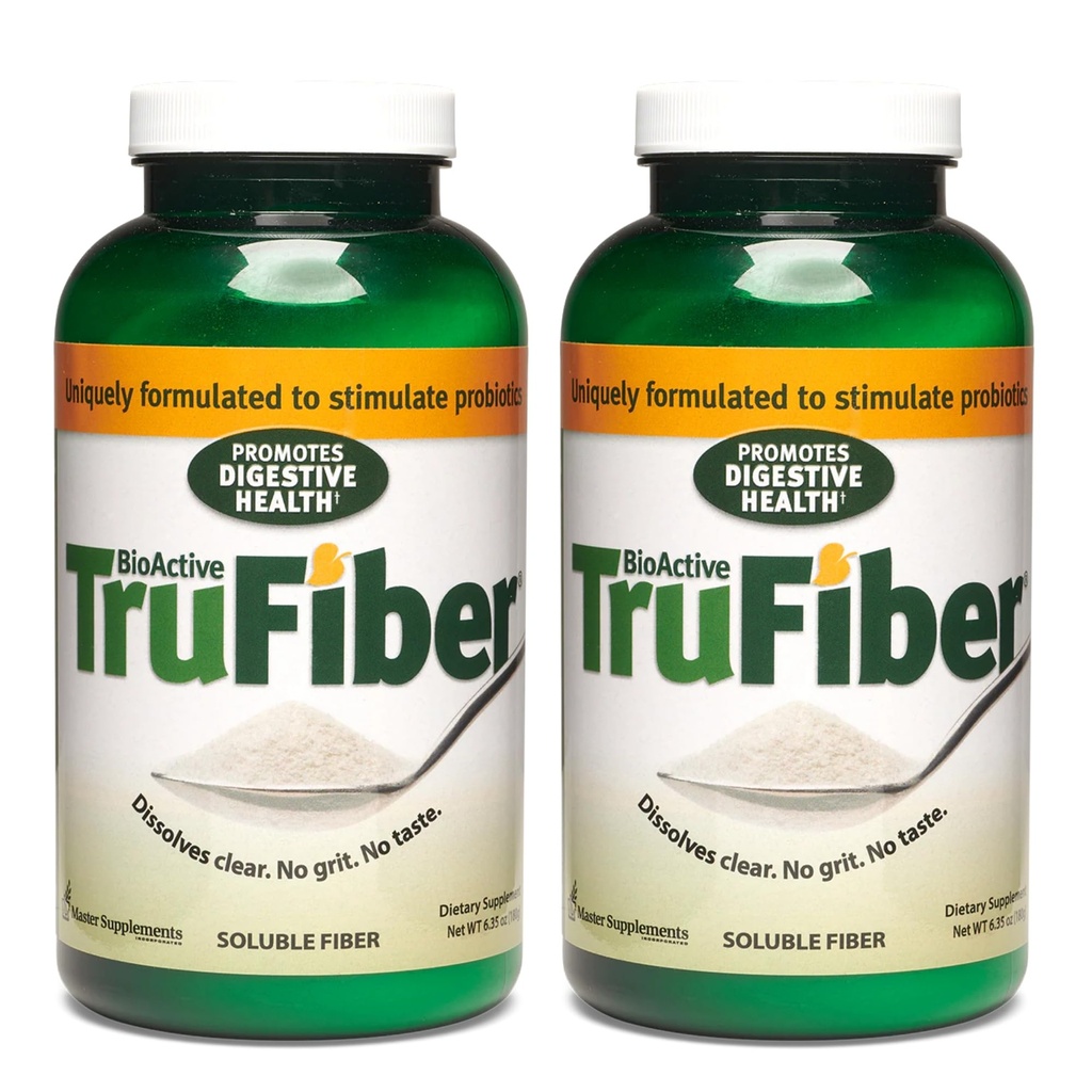 Suppléments principaux TruFiber - 6,35 oz, pack de 2 - Fibre prébiotique pour stimuler la croissance probiotique - soutient la santé digestive - végétalien, sans gluten - 100 portions totales