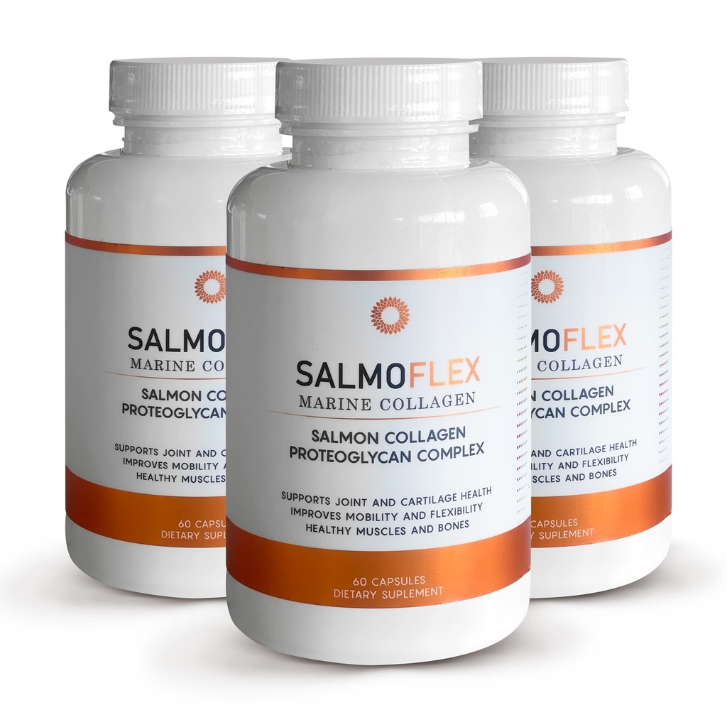 VITASEI Salmoflex Marine Collagen Peptiden met Hyaluronzuur en vitamine C, D, E - Salmon Collageen Supplement voor bot en gewrichts - Haar, huid en nagels Vitaminen - 60 capsules (verpakking van 3)