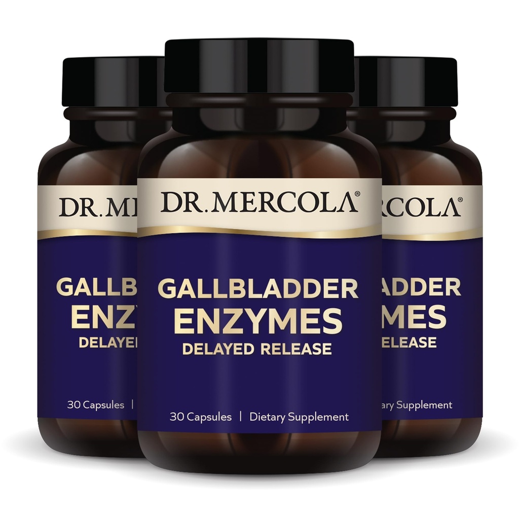 Dr. Mercola Gallblaas Enzymen - Gallblaas & Digestieve Gezondheidsondersteuning - Inclusief Pancreak Protease, Amylase & Lipase - Non-GMO, Glutenvrije & sojavrije - 90 capsules met vertraagde afgifte (90 porties)