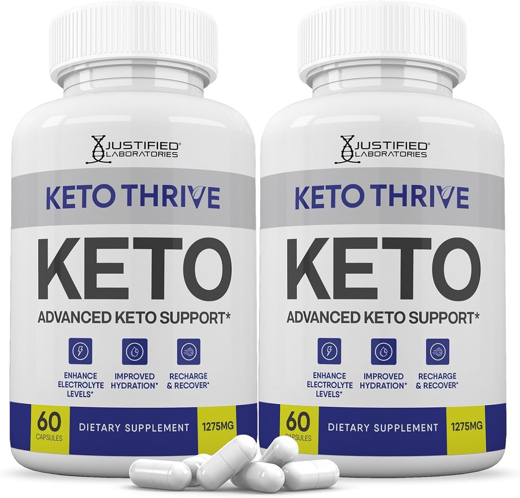 (2 Pack) Keto Thrive Keto ACV Pillen 1275MG Keto Support Blend Capsule alternatief voor Keto ACV Gummies samengesteld met Apple Cider Vinegar Extra Virgin Olive Oil Powder Green Tea Leaf 120 Capsules