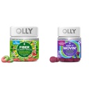 OLLY Fiber Gummy Rings, 5g Prebiotic Fiber, FOS (fructo-oligosacchariden), Digestieve ondersteuning, Berry Melon 50ct & Keep it Moving Constipatie Relief, Rabarber, Prunes, Amla - Plum Berry Flavor - 30ct