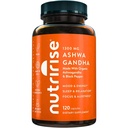 NutriRise Biologische Ashwagandha Root Capsules met zwarte peper, 1300mg, Natuurlijke Stress & Mood, Schildklier, en Immuun Ondersteuning Supplement, Helderheid, Focus & Energy, Glutenvrij, 120 Tellen