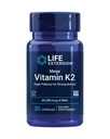 Levensverlenging Mega Vitamine K2 Hoge sterkte voor sterke botten, klinisch bestudeerd 45 mg K2 Dosering, bevordert gezonde botdichtheid, Glutenvrije, Non-GMO, 30 capsules