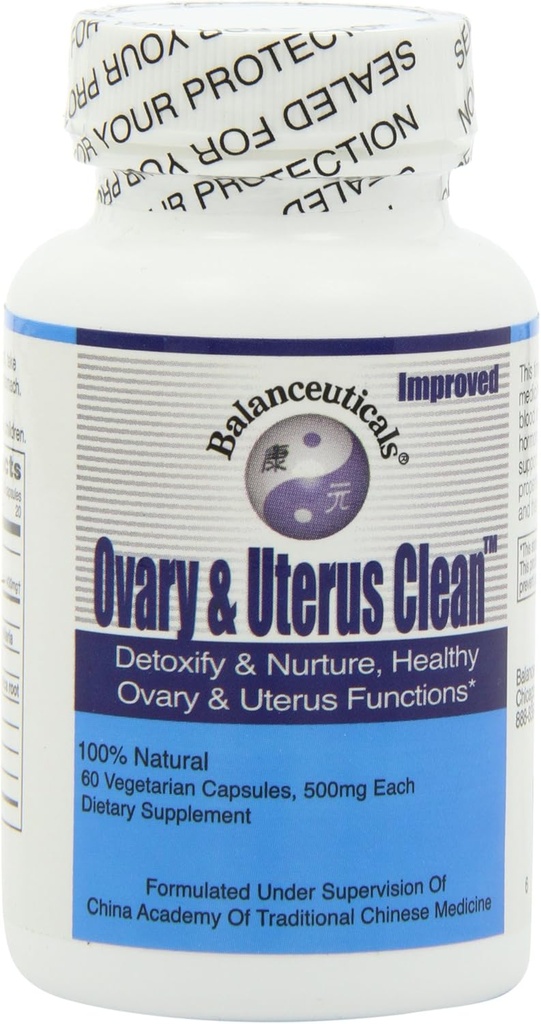 3 Set van 60 Count Balanceuticals Ovary & Uterus Clean, 500 mg Dieetsupplement Capsules