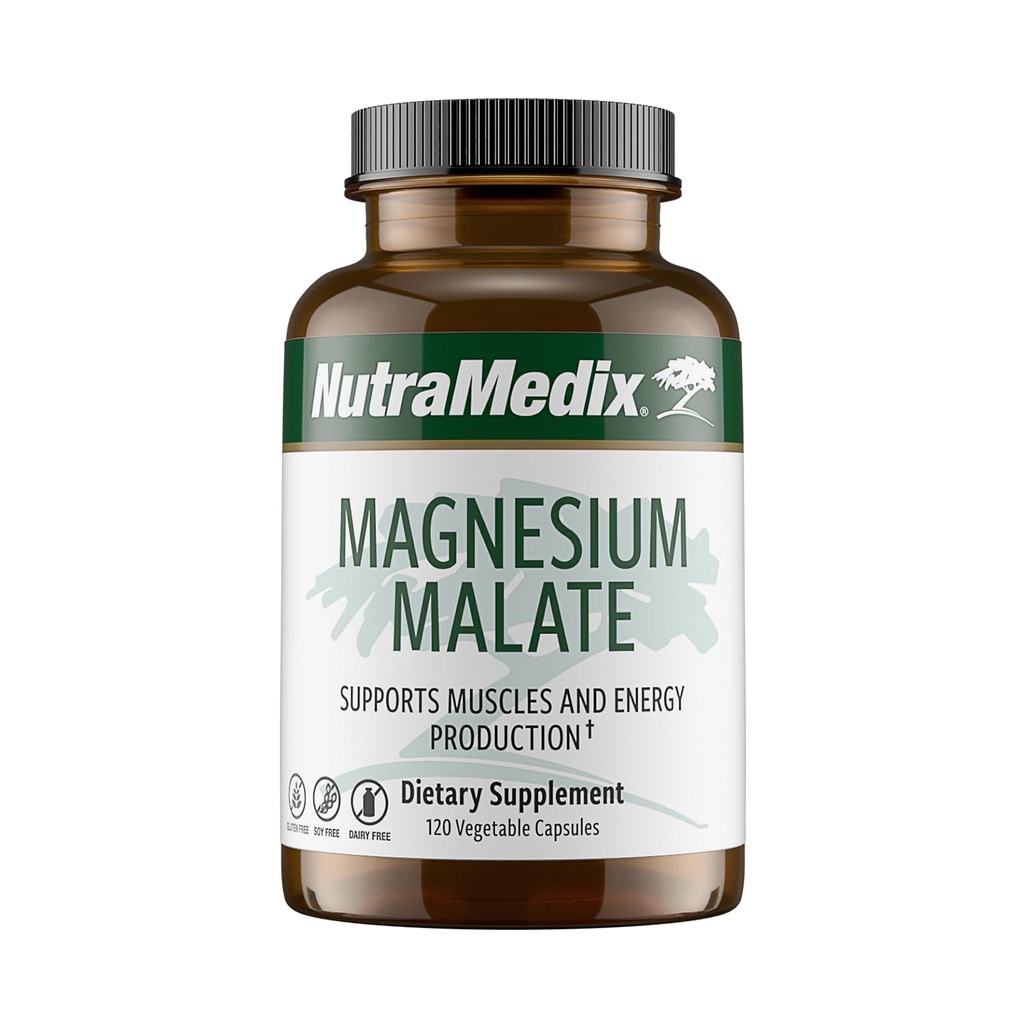 NutraMedix Magnesium Malate Energy Supplements - Bio available Magnesium for Sleep, Immune Support & Joint Health - Vegan, Non-GMO & Glutenvrije Magnesium Supplementen (120 Vegetarische Capsules)