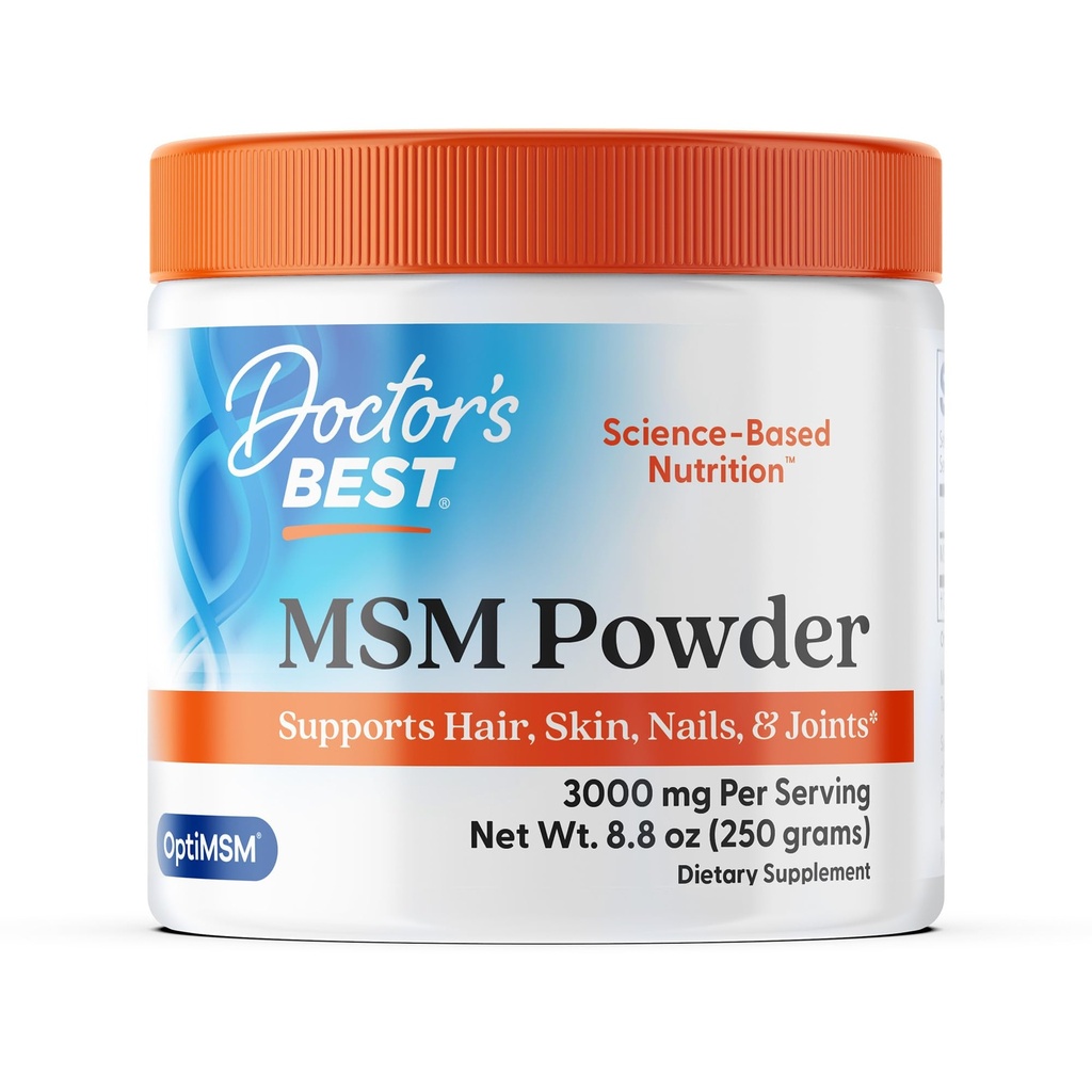 Artsen Best MSM poeder, ondersteunt haar, huid, nagels, & gewrichten, niet-GMO, glutenvrij, sojavrij, veganistisch net wt. 8,8 oz (250 gram)