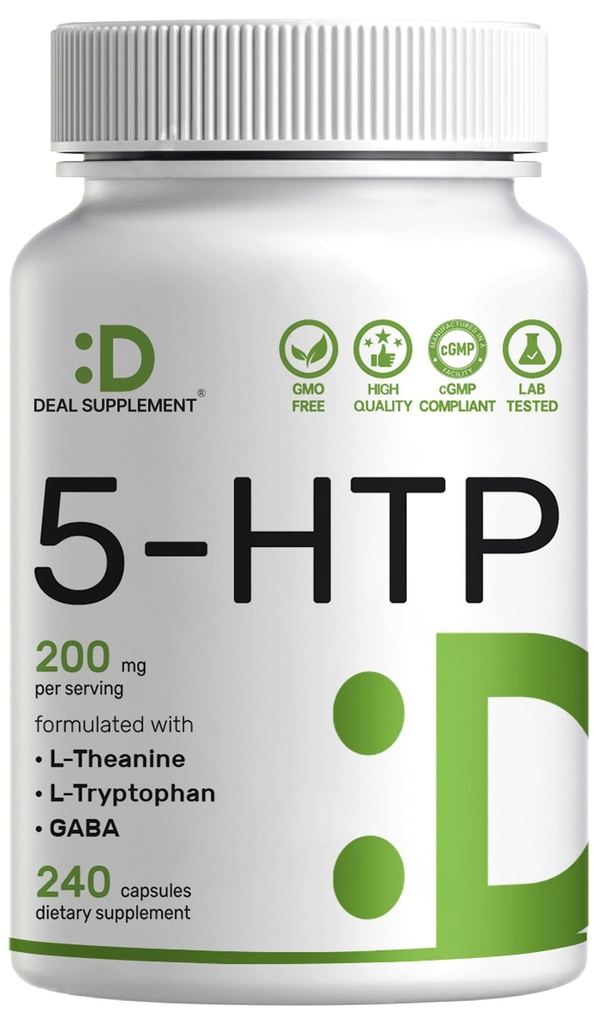 Deal Supplement 5-HTP 200mg Per Serving, 240 Capsules, 98% Afrikaanse Afgeleide Griffonia Zaad Extract 