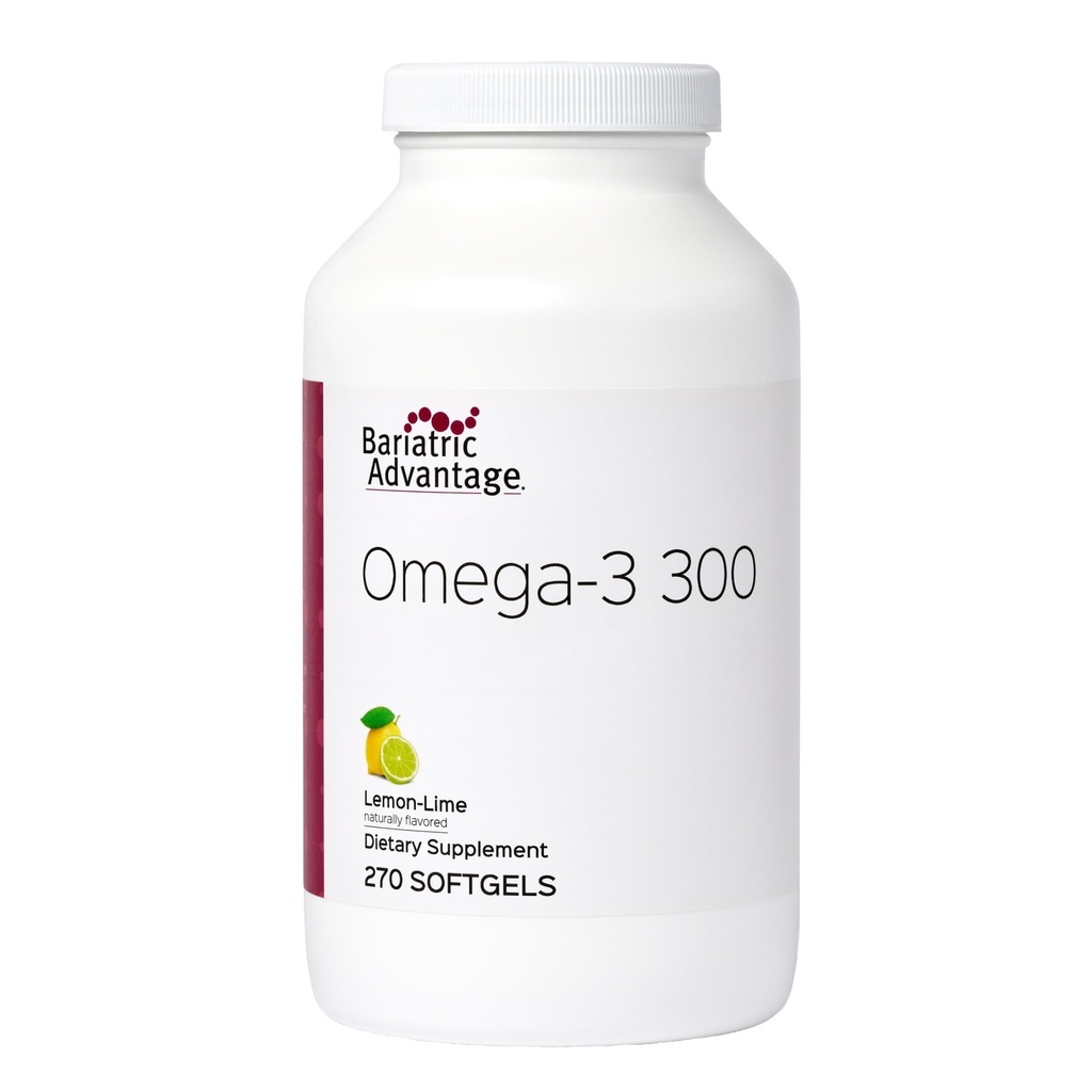 Avantage bariatrique Omega-3 300 Capsules d'huile de poisson DHA de l'EPA, source concentrée d'acides gras provenant de poissons d'eau froide d'origine durable - Citron Lime, 270 Softgels