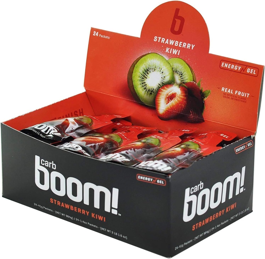 Boom Nutrition Carb Energy Gel - Fruit-Flavored workout Gel voor fietsen en hardlopen - Natuurlijke variëteit 6 smaken (2 Elke) - 12 Pack