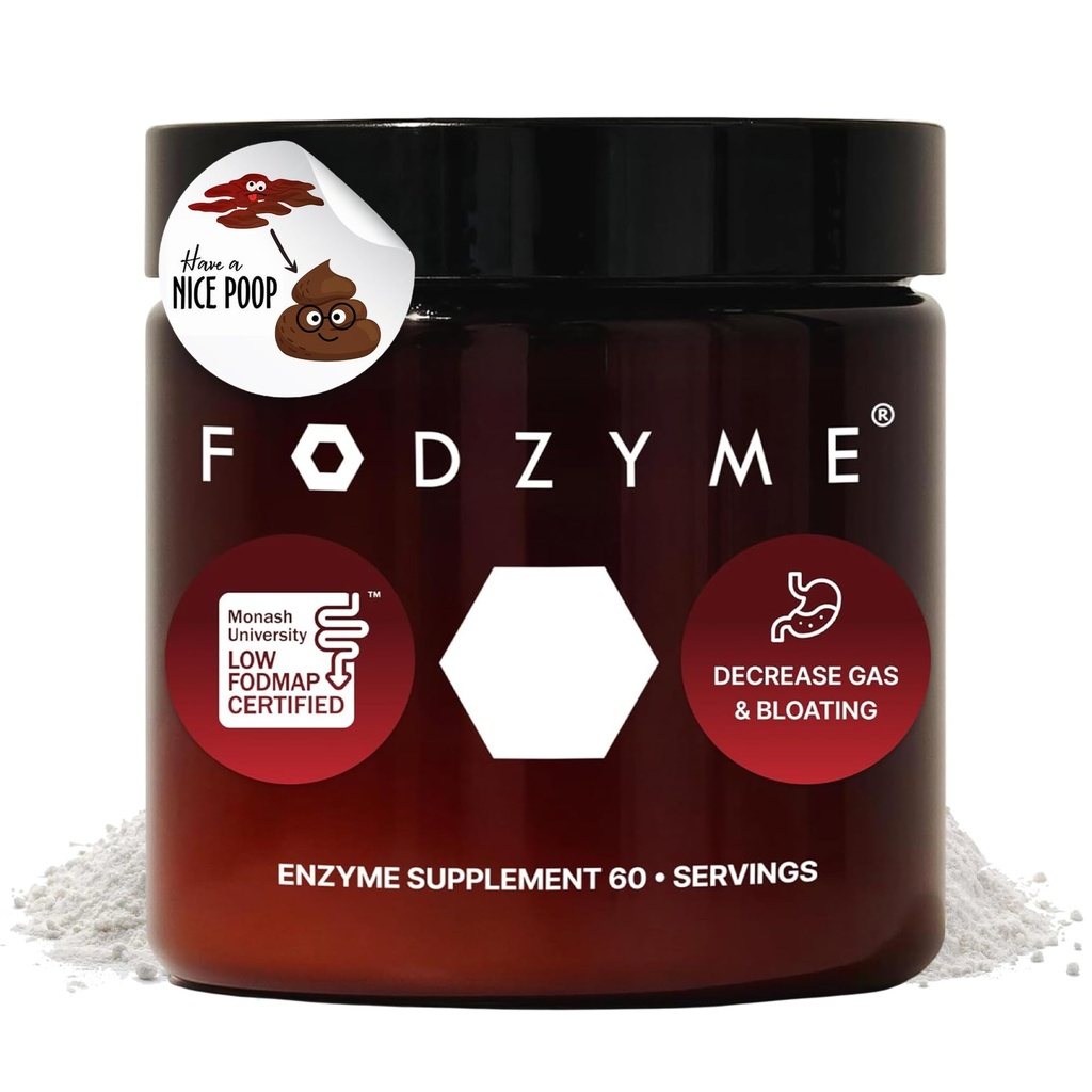 FODZYME® Home Kit Verteringsenzymen voor Gut Health, Relief for Bloating, Gas, Constipatie, diarree, buikpijn, lage FODMAP, 60 doses