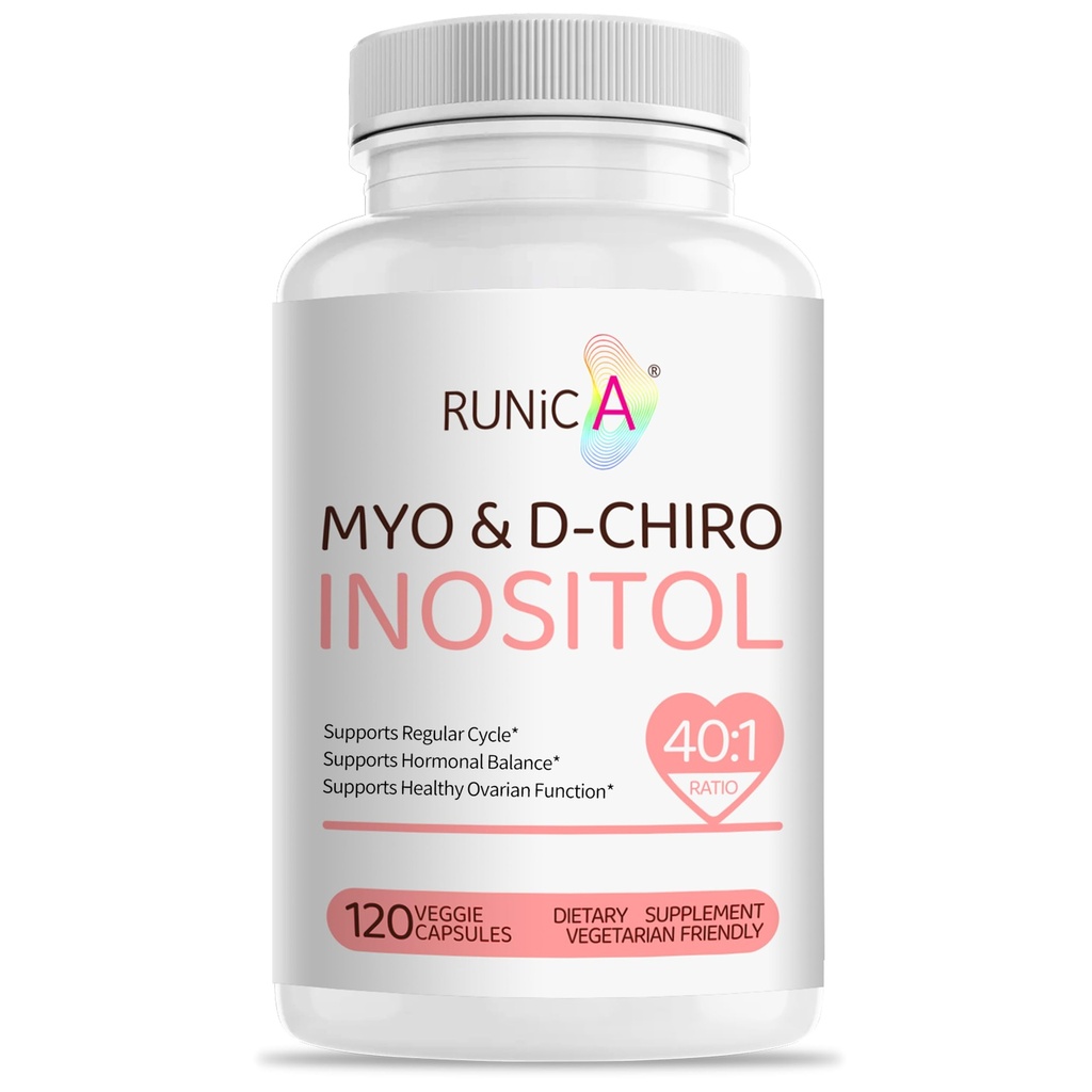 Myo-Inositol & D-Chiro Inositol Supplement voor vrouwen - Ideaal 40:1 Ratio - Ondersteuning Hormone Balance & Fertility & Ovarian Health - Vegan Powder Capsules - 120 Capsules 30-Day Supply