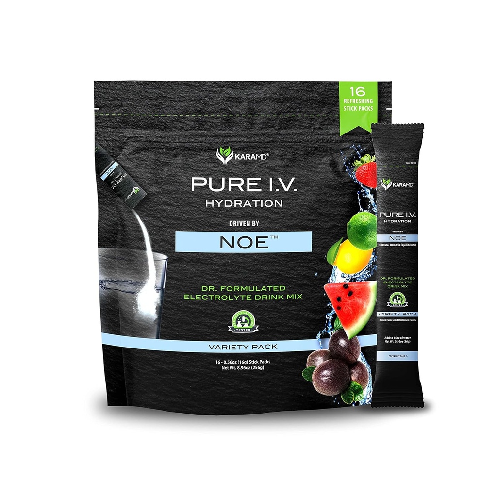 KaraMD Pure I.V. - Professioneel geformuleerde Electrolyte 4 Flavor Variety Powder Drink Mix 