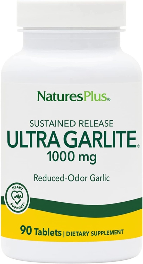 NaturesPlus Ultra Garlite 1000 mg - 90 tabletten - Reduced-Odor Knoflook - Nutritional Support for Free-Radical Defense & Immune Health - Sustained Release - 90 porties