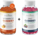 Natural BioScience Sugar Free Vitamine D3 K2 Gummies 5000 IE & Zink Gummies 50 mg, Extra sterkte, Immune Support, Botgezondheid, Hartgezondheid, Huidondersteuning, 60 Gummy Vitaminen
