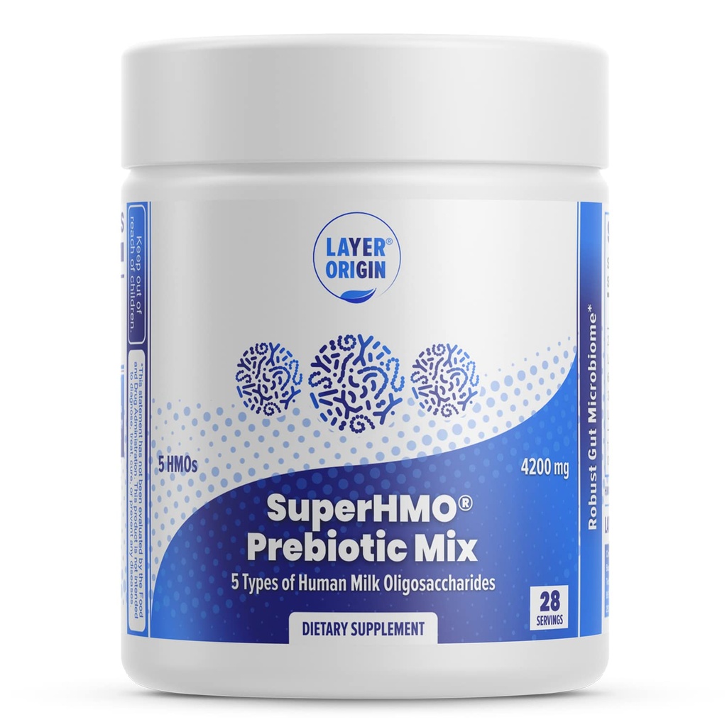 Layer Origin SuperHMO Prebiotic Mix met 5-HMO Prebiotic Fiber for Gut, Digestie, Brain Health - Powder, 28 Servers