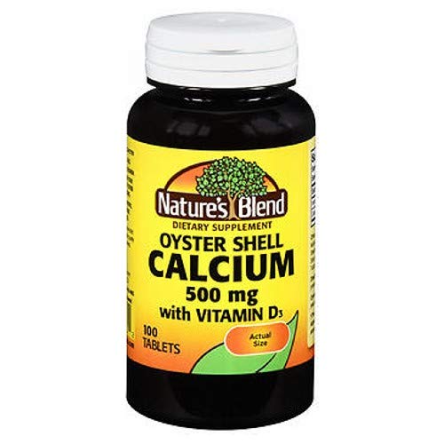 Mélange naturel Oyster Shell Calcium 500mg avec vitamine D3, 100 comprimés (paquet de 4)