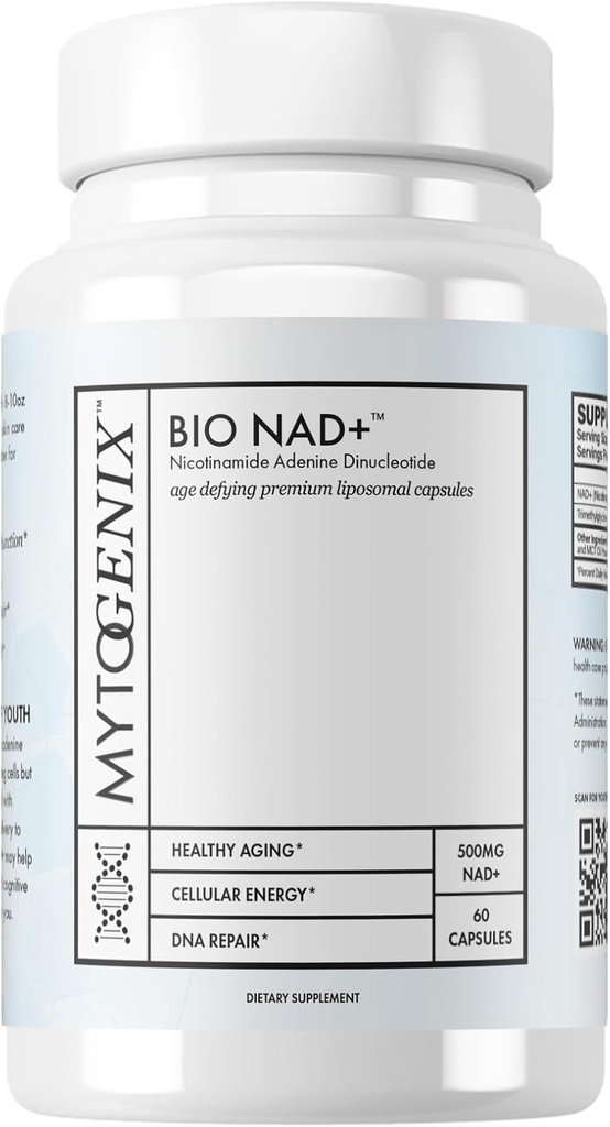 Pure NAD+ Capsules - Nicotinamide Adenine Dinucleotide - NAD+ Supplement - 60 Capsules per fles- 500 mg NAD+ per portie - Bevordert anti-aging - Cellulaire gezondheid en functie - DNA Reparatie